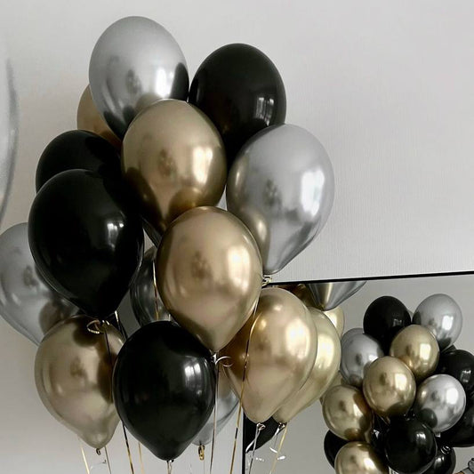 Black, Gold & Silver Balloon Bouquet
