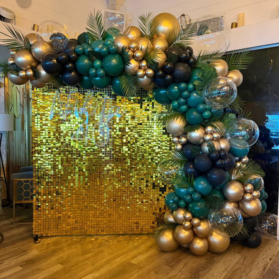 Luxury Gold Sequin Wall & Balloon Garland Backdrop